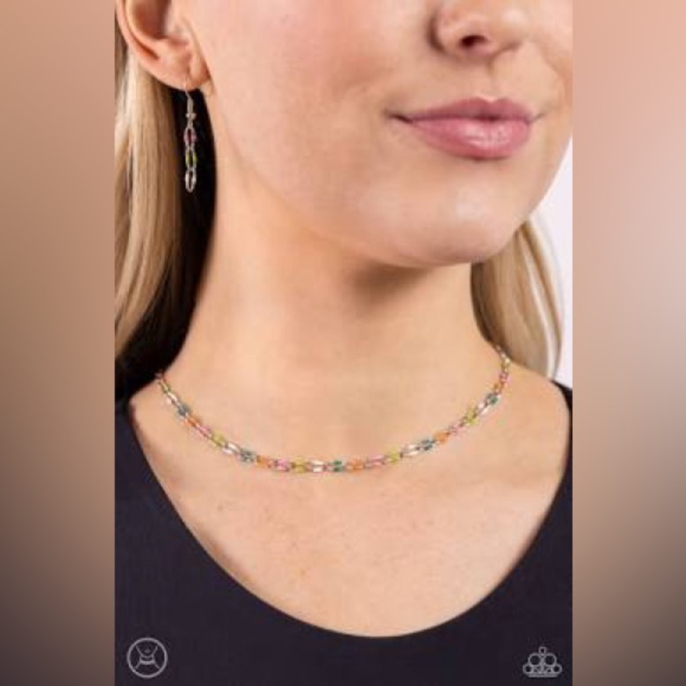 Paparazzi Admirable Accents Multicolor Chocker With Earrings